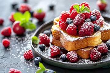 Berry topped French toast is enjoyed for its health conscious appeal