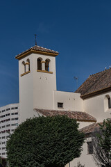 Obraz premium The Church of St. Peter (Parroquia de San Pedro) is a Catholic temple located in the old district of El Perchel. Building dates back to 1629. Malaga, Costa del Sol, Andalusia, Spain.