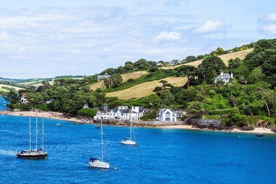 Boats and Yachts on Kingsbridge Estuary in Salcombe and Mill Bay, Batson Creek, Southpool Creek, Devon, England, Europe