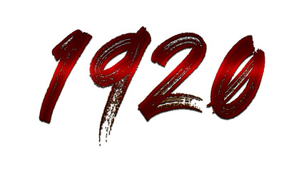 3D blood red number design of 1920 on white background.