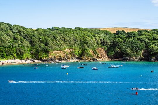 Boats and Yachts on Kingsbridge Estuary in Salcombe and Mill Bay, Batson Creek, Southpool Creek, Devon, England, Europe
