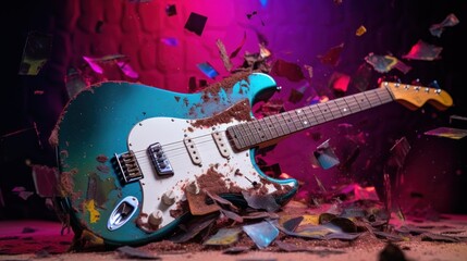 Electric Guitar Covered in Debris