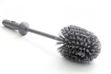 Gray toilet brush on white background
