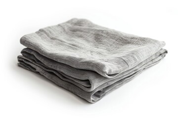 Grey table cloth isolated on white background seen from above