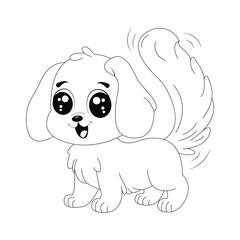 Simple Cute Cartoon Dog Line Art For Kids Coloring Page
