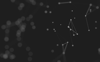 Abstract background. Molecules technology with polygonal shapes, connecting dots and lines. Connection structure. Big data visualization.