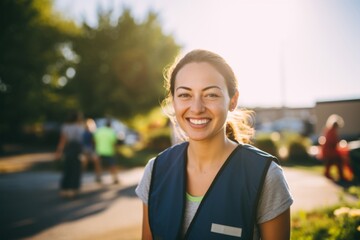Young female volunteer at community center