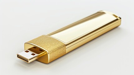USB flash drive in close up on white background