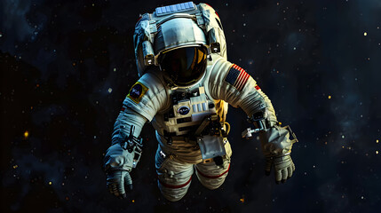 Fototapeta premium An astronaut in space on a black background.