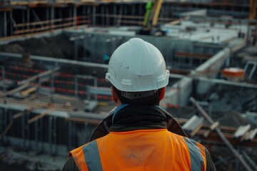Civil engineer looking at a construction site