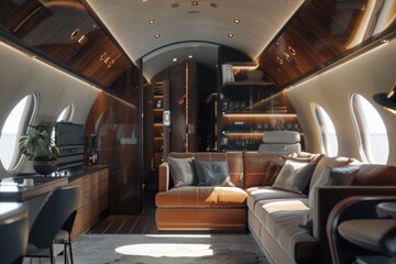 Fototapeta premium Interior of a cozy modern private airplane