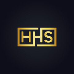 HHS logo. H H S design. White HHS letter. HHS, H H S letter logo design. H H S letter logo design in GOLD, GOLDEN LOGO, THREE, style. letter logo set in one artboard. H H S letter logo vector design.
