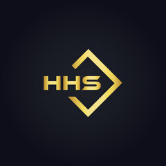 Obraz premium HHS logo. H H S design. White HHS letter. HHS, H H S letter logo design. H H S letter logo design in GOLD, GOLDEN LOGO, THREE, style. letter logo set in one artboard. H H S letter logo vector design.