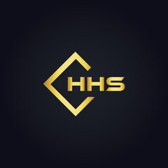 HHS logo. H H S design. White HHS letter. HHS, H H S letter logo design. H H S letter logo design in GOLD, GOLDEN LOGO, THREE, style. letter logo set in one artboard. H H S letter logo vector design.