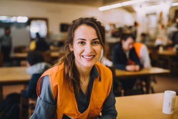 Young female volunteer at community center