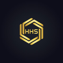 HHS logo. H H S design. White HHS letter. HHS, H H S letter logo design. H H S letter logo design in GOLD, GOLDEN LOGO, THREE, style. letter logo set in one artboard. H H S letter logo vector design.
