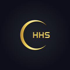 HHS logo. H H S design. White HHS letter. HHS, H H S letter logo design. H H S letter logo design in GOLD, GOLDEN LOGO, THREE, style. letter logo set in one artboard. H H S letter logo vector design.