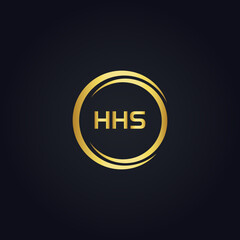 HHS logo. H H S design. White HHS letter. HHS, H H S letter logo design. H H S letter logo design in GOLD, GOLDEN LOGO, THREE, style. letter logo set in one artboard. H H S letter logo vector design.