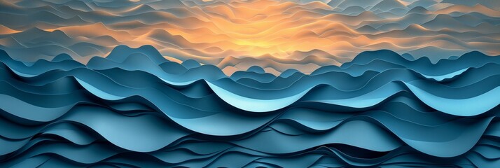 Paper cut  Waves and Sun