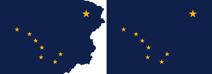 Flag of Alaska vector. Standard flag and with torn edges
