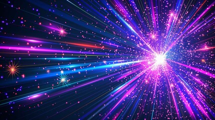 Naklejka premium Abstract Colorful Light Rays and Stars Burst Background