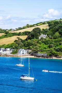 Boats and Yachts on Kingsbridge Estuary in Salcombe and Mill Bay, Batson Creek, Southpool Creek, Devon, England, Europe