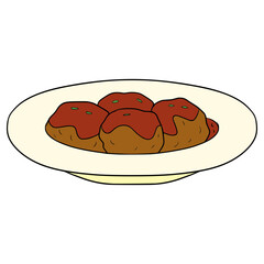 meat ball illustration hand drawn isolated vector