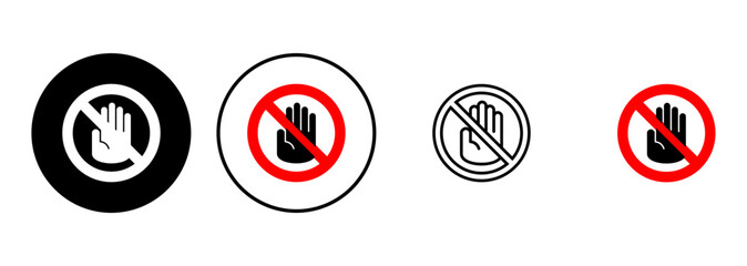 Fototapeta premium Stop icon set. stop road sign. hand stop icon vector