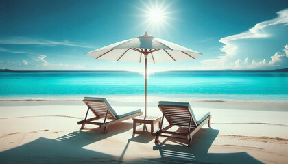 Obraz premium Serenity by the Sea: Beach Vacation Scene