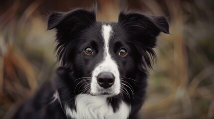 Fototapeta premium Portrait of Border Collie Sheepdog gazing at the camera