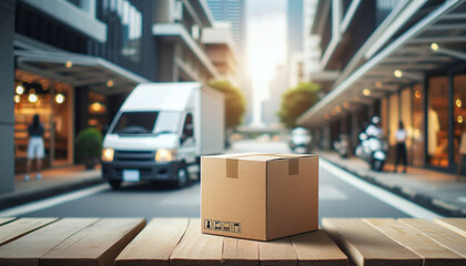 Sunset Delivery: Cardboard Box in Urban Setting
