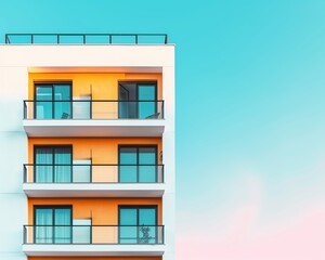 Fototapeta premium Mixeduse building combining residential and commercial spaces, building, hybrid structure