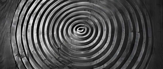 Abstract background of wood rings in the shape of an oval with space for text, monochrome, high resolution, large format photography