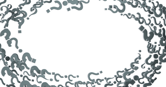 Infinite question marks, original 3d illustration