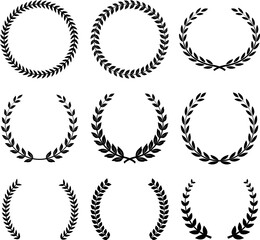 Set of 9 laurel vector designs
