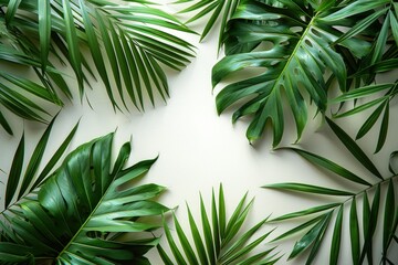 Isolated palm tree leaves on a white background. Generate AI image