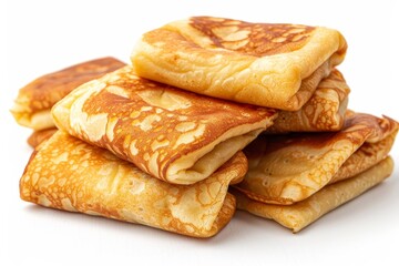 Russian pancake rolls on white background