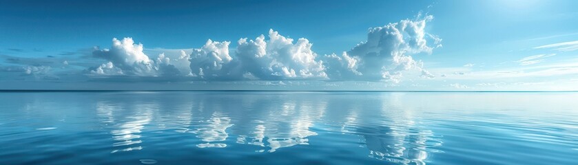 Obraz premium A beautiful blue ocean with a few clouds in the sky