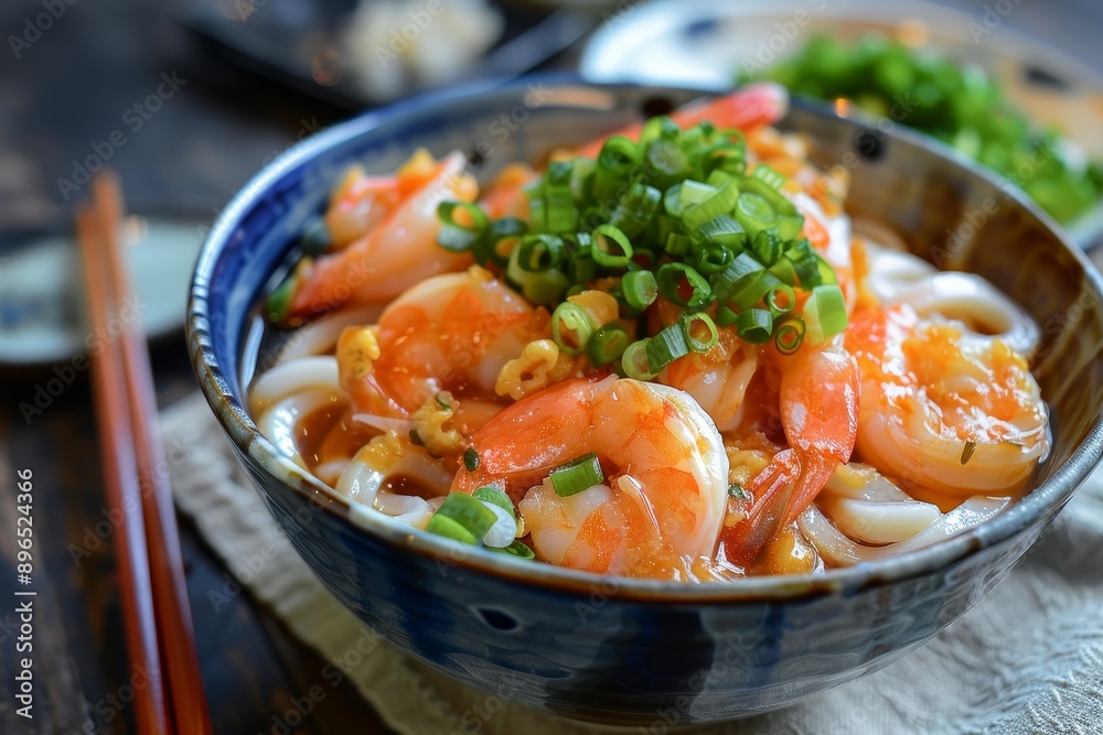 Canvas Prints Shrimp and burdock over udon noodles