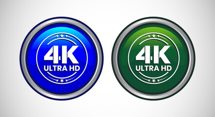 4K Ultra HD Video Resolution Icon Button Set Design Illustration, High Definition TV, 4K Web Button