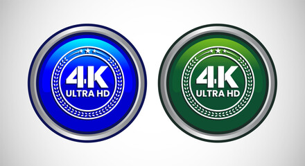 Fototapeta premium 4K Ultra HD Video Resolution Icon Button Set Design Illustration, High Definition TV, 4K Web Button