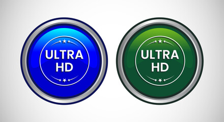 High Definition TV Icon Button Set Design Illustration
