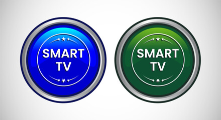 High Definition TV Icon Button Set Design Illustration