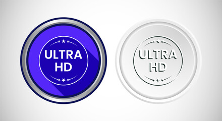 High Definition TV Icon Button Set Design Illustration