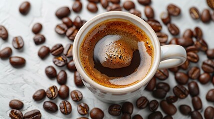 Obraz premium Coffee Cup Surrounded by Beans