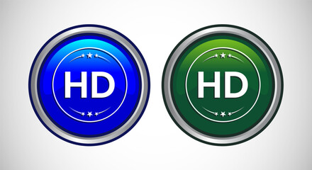 High Definition TV Icon Button Set Design Illustration