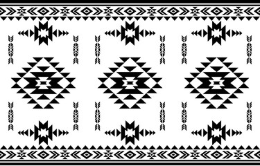 Southwest geometric seamless patterns Aztec Navajo Native American tribal ethnic black and white for textile printing