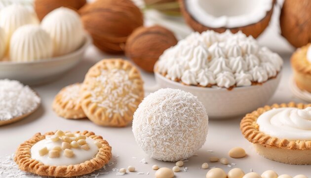 Delicious assortment of sweet desserts featuring creamy textures and delightful shapes, perfect for any occasion.