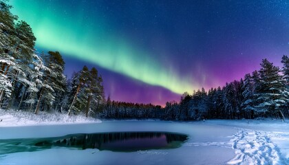 Un cielo nocturno iluminado por  la aurora boreal