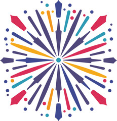 Vector illustration of colorful fireworks geometric shapes flat vector logo